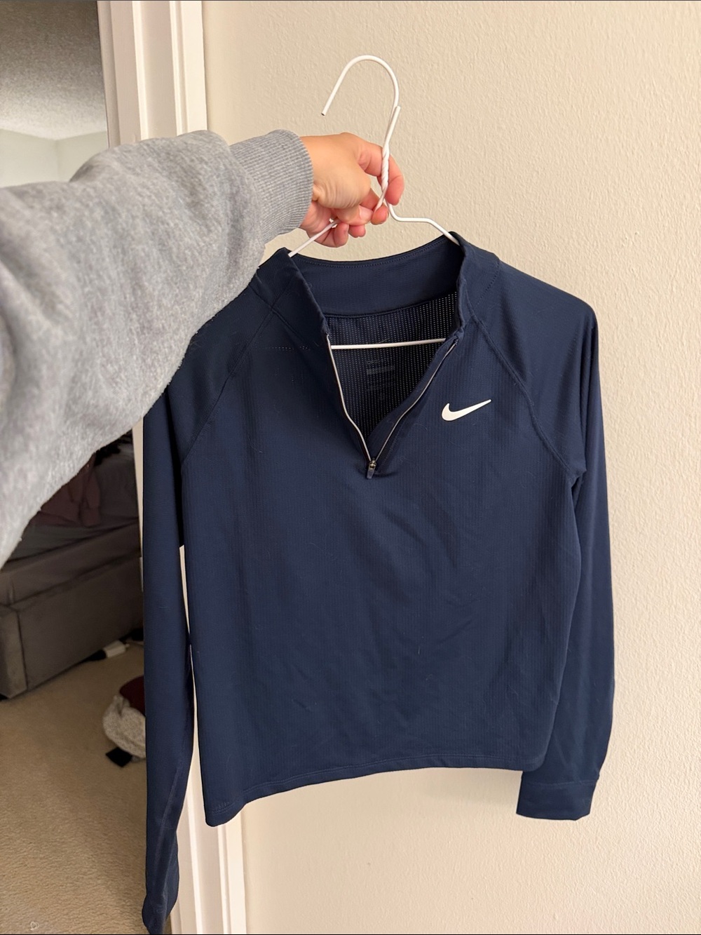 Nike Navy Half-Zip Pullover with White Swoosh Logo